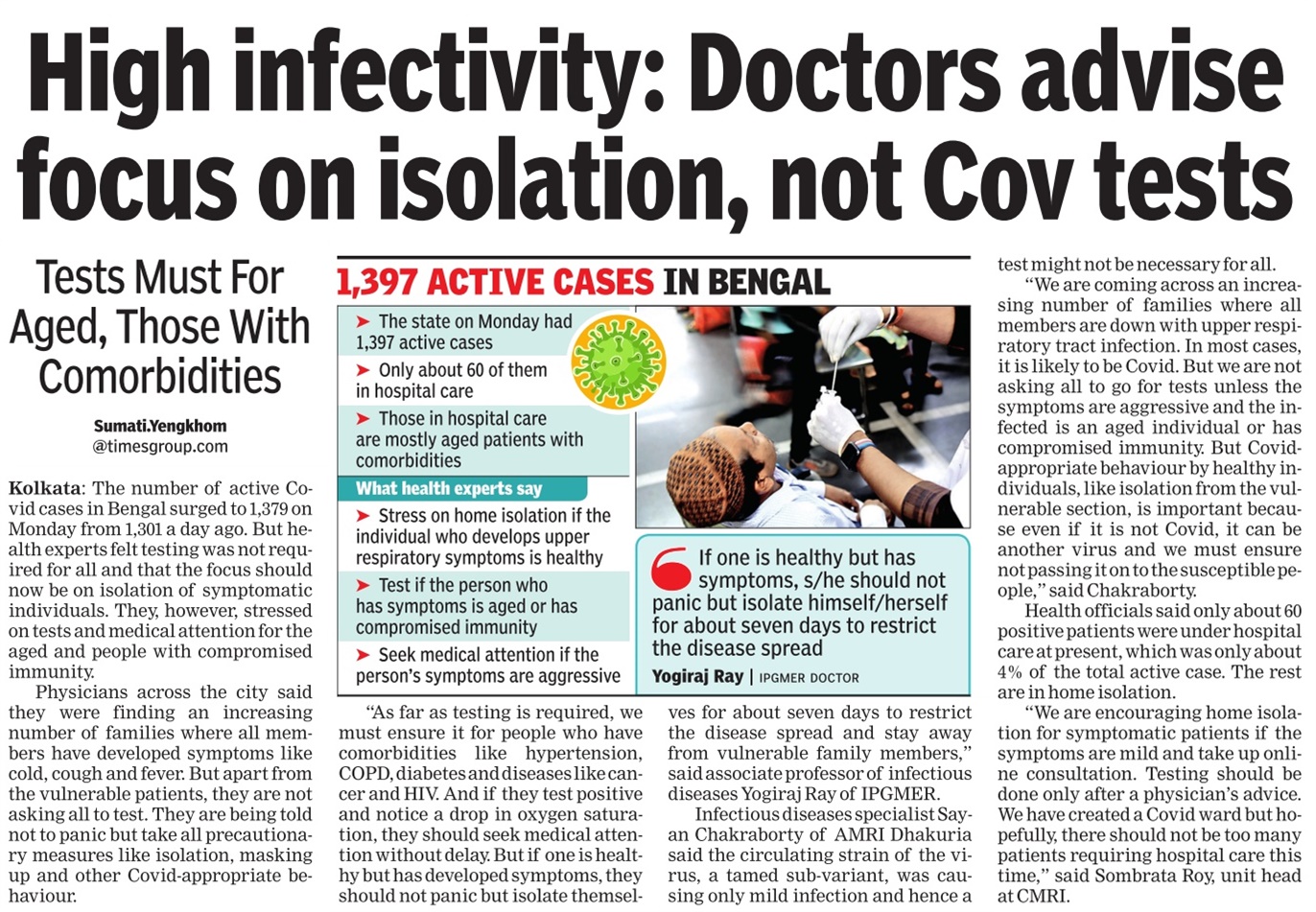 High infectivity: Doctors advise focus on isolation, not Cov tests